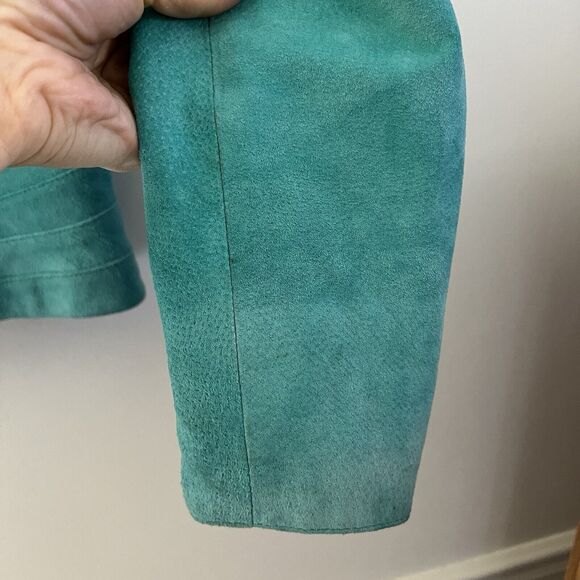 Wrangler Twenty X Vintage‎ 100% Leather Jacket Full Zip Turquoise Size M - Picture 5 of 16